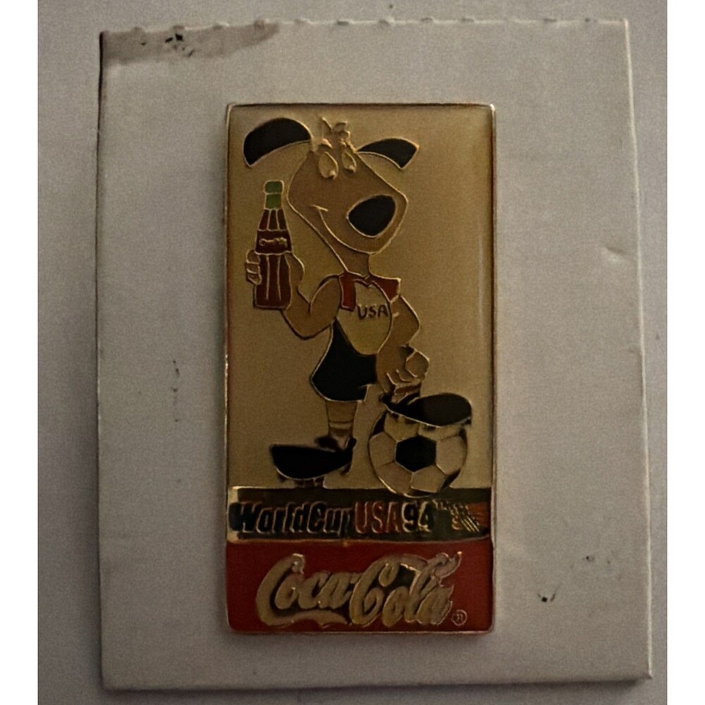 Brooch Vintage Pin World Cup USA 94 Coca Cola Mascot Enamel Collectible
